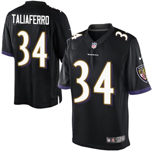 Men's Limited Lorenzo Taliaferro Nike Jersey Black Alternate - #34 NFL Baltimore Ravens